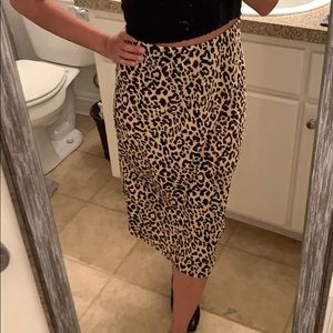 NWOT leopard midi skirt